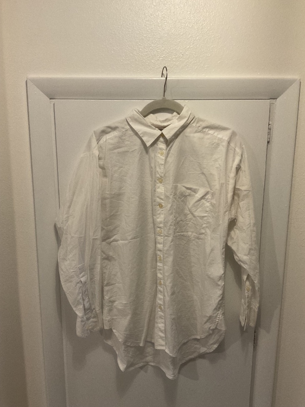 Loft White Button Down Collared Shirt, Size Small